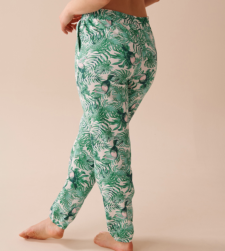 Tropical Print Cotton Pajama Pants