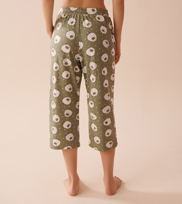 Sheep Print Super Soft Pajama Capris