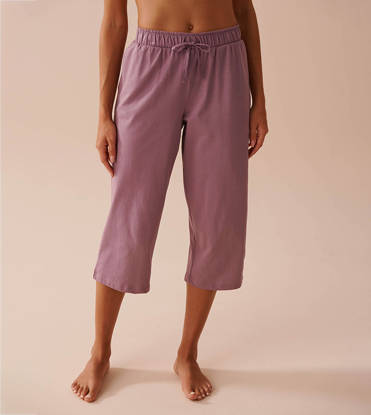 Solid Cotton Pajama Capris