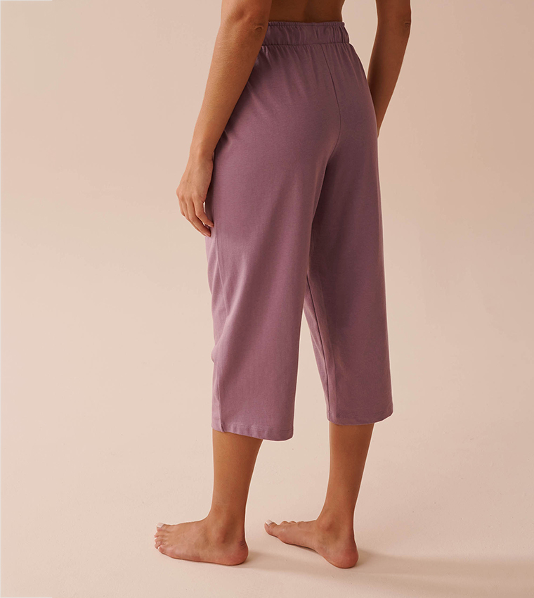 Solid Cotton Pajama Capris