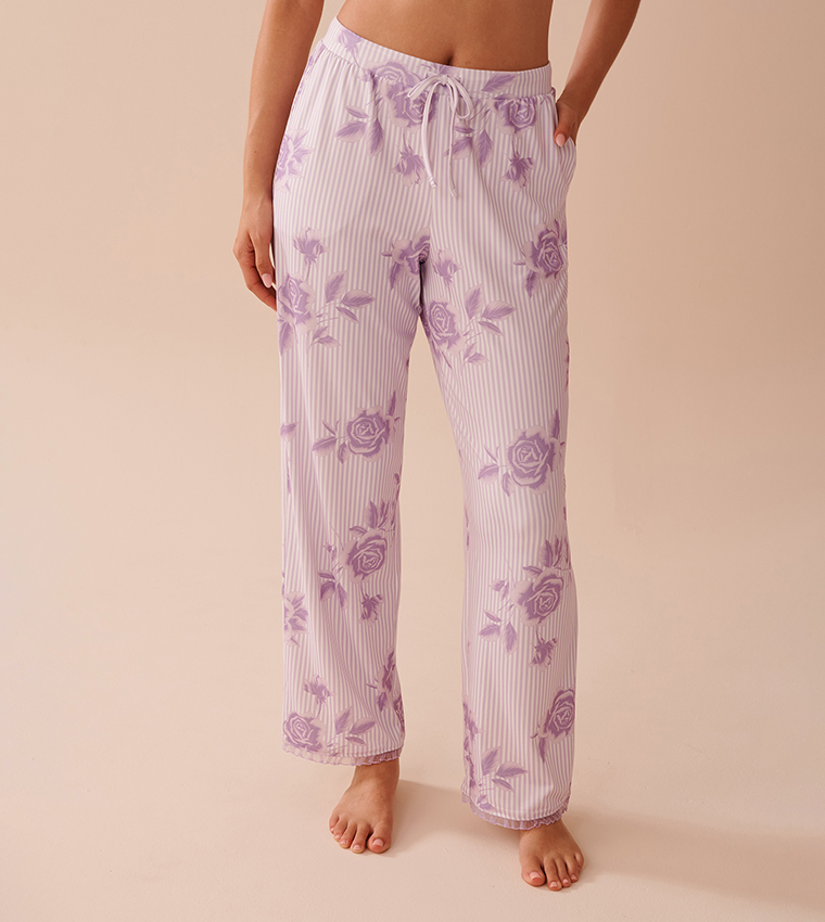 Lilac Rose Print Super Soft Pajama Pants