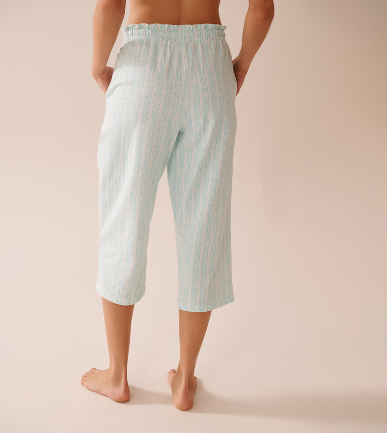 Stripe Print Cotton Pyjama Capris