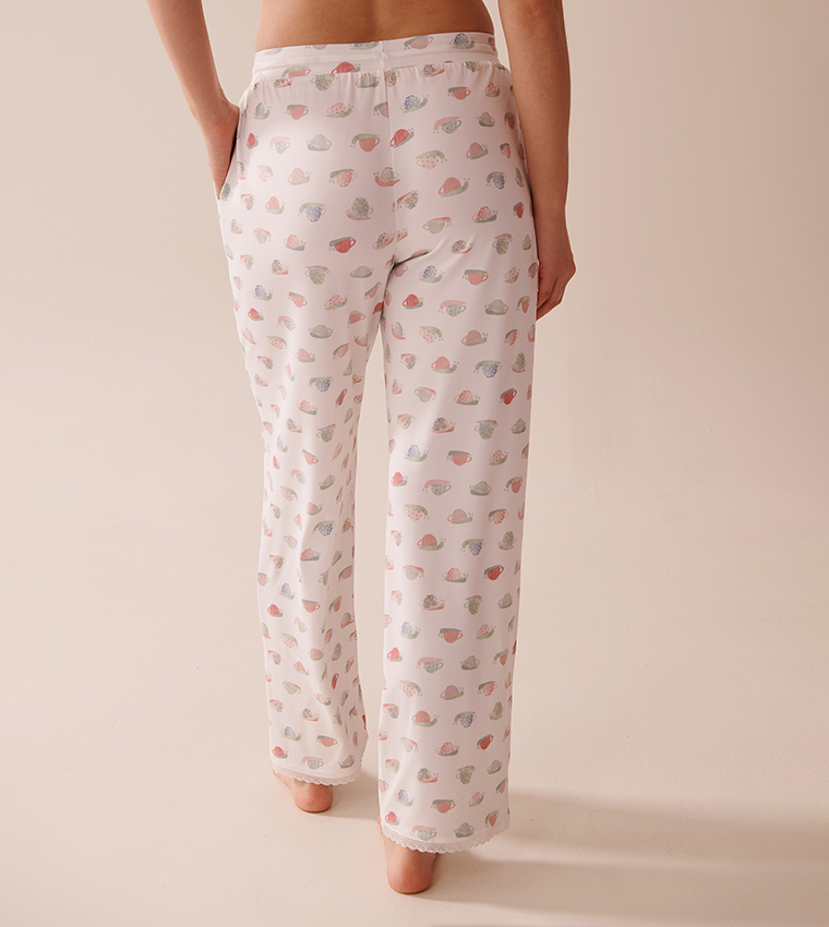 Snail Print Lace Trim Super Soft Pyjama Pants