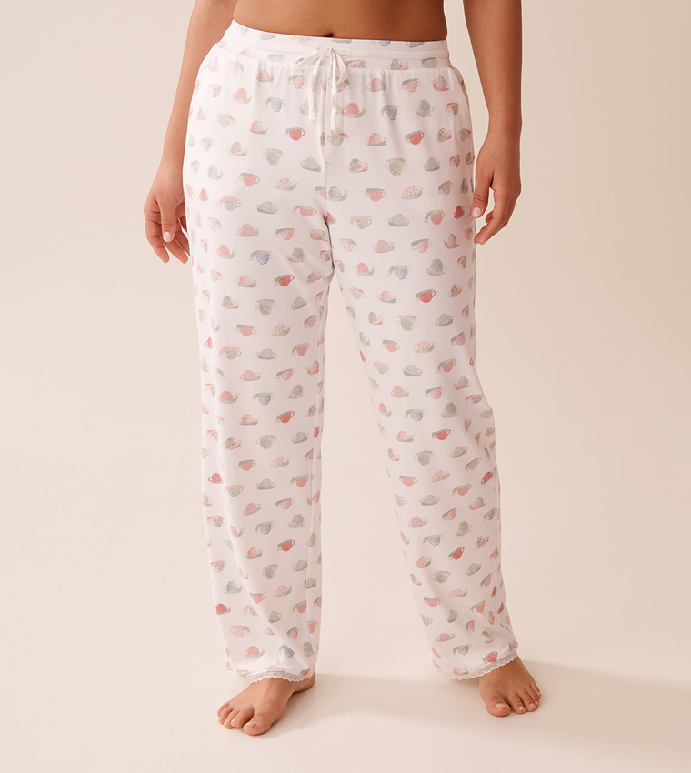 Snail Print Lace Trim Super Soft Pyjama Pants