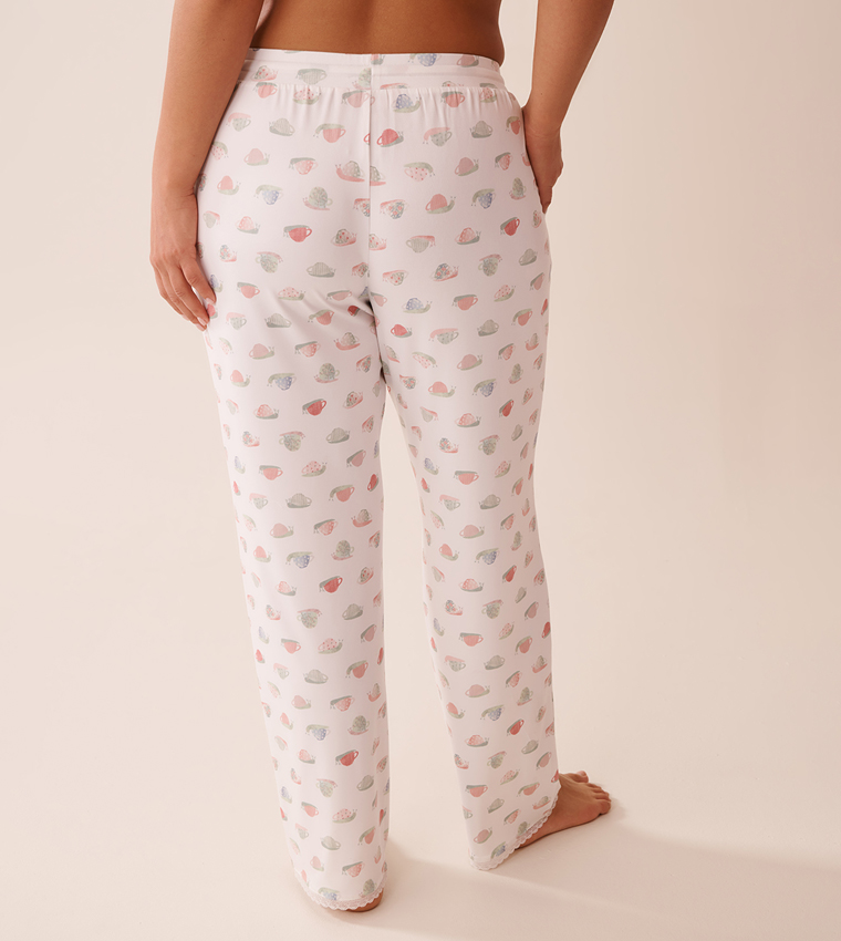 Snail Print Lace Trim Super Soft Pyjama Pants