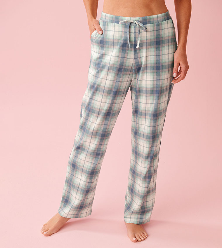 Blue Plaid Cotton Pyjama Pants