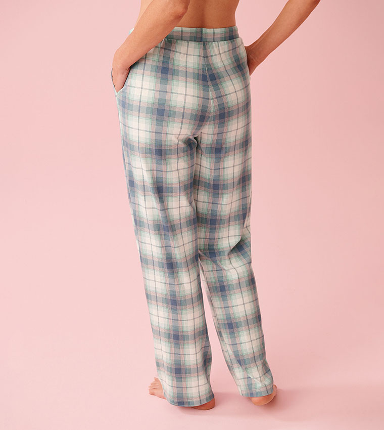 Blue Plaid Cotton Pyjama Pants