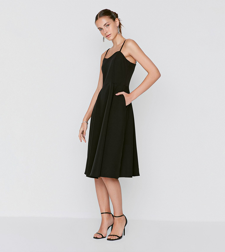 Buy Trendyol Fit And Flare Midi Dress In Black | 6thStreet UAE