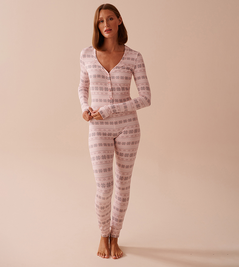 Buy La Vie En Rose Fair Isle Print Super Soft Jumpsuit In Pink 6thStreet Oman