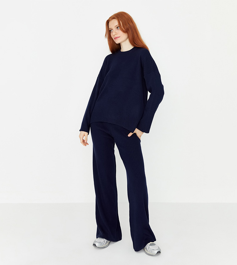 Wide Leg Knitwear Bottom-Top Set