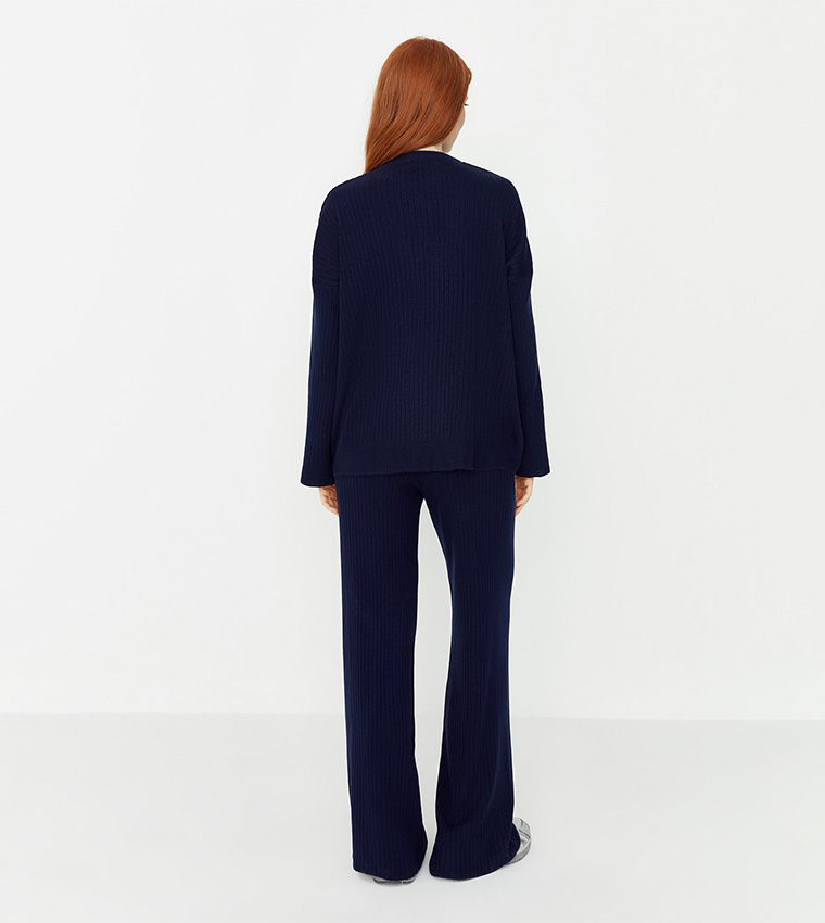 Wide Leg Knitwear Bottom-Top Set