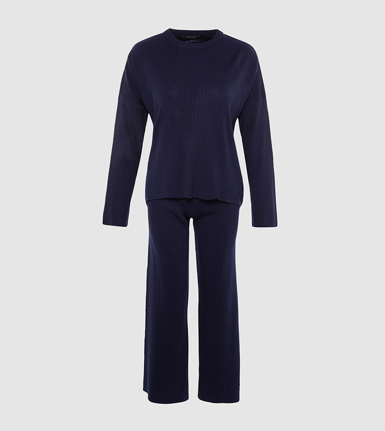 Wide Leg Knitwear Bottom-Top Set