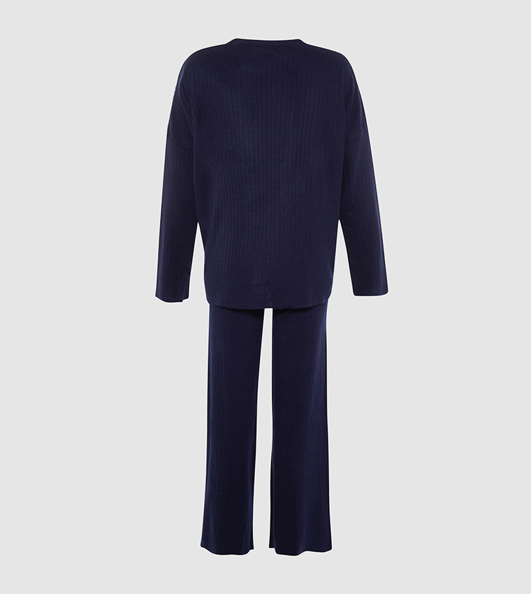 Wide Leg Knitwear Bottom-Top Set