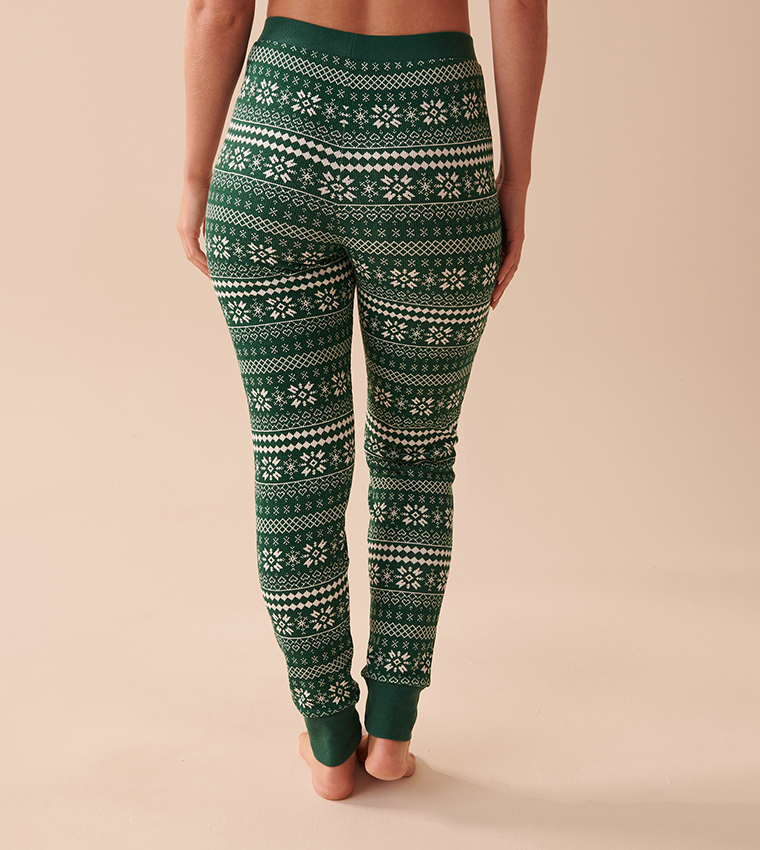 Buy La Vie En Rose Fair Isle Waffle Knit Pajama Set In Green