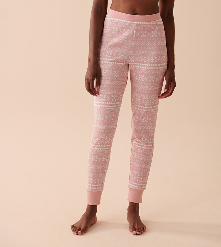 Buy La Vie En Rose Fair Isle Waffle Knit Pajama Set In Pink 6thStreet UAE
