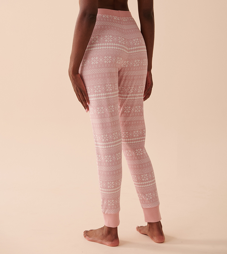 Buy La Vie En Rose Fair Isle Waffle Knit Pajama Set In Pink 6thStreet UAE