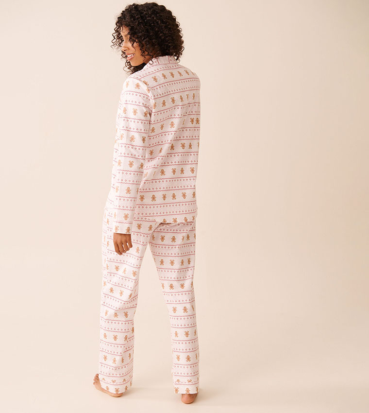 Gingerbread Print Flannel Pajama Set