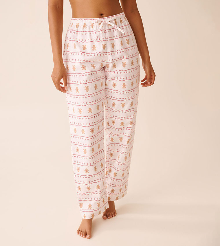 Gingerbread Print Flannel Pajama Set