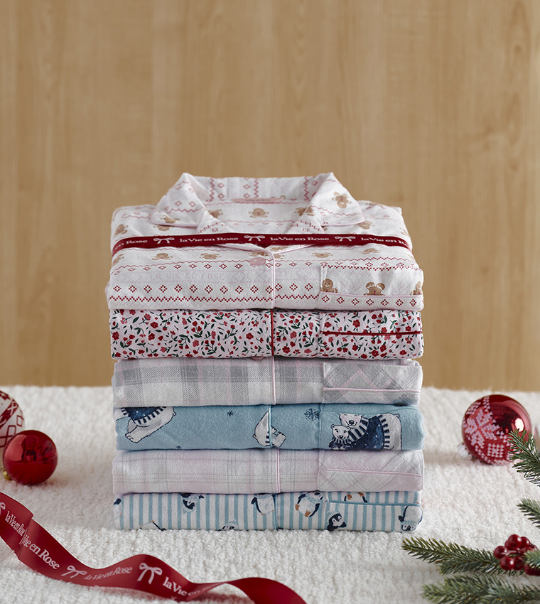 Gingerbread Print Flannel Pajama Set