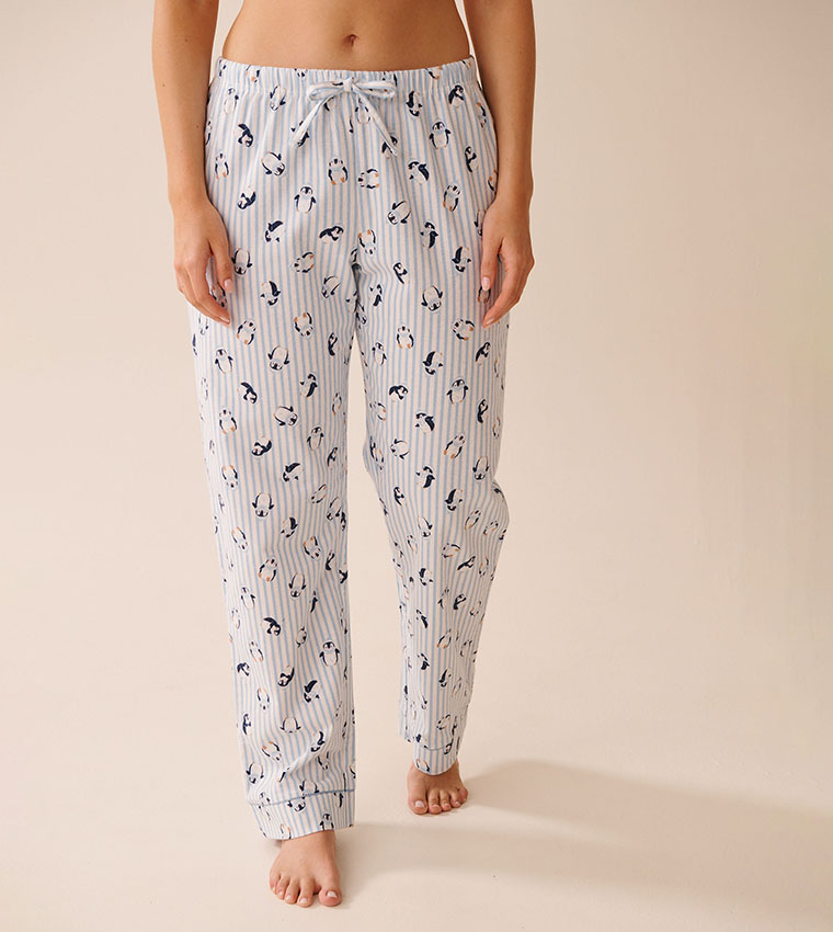 Penguin Print Flannel Pajama Set