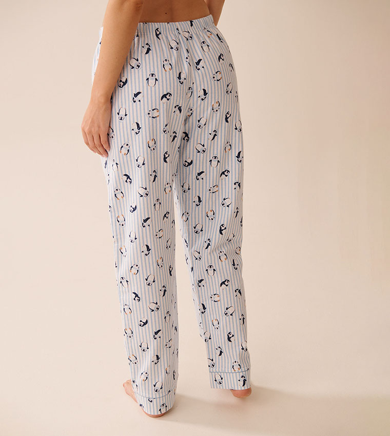 Penguin Print Flannel Pajama Set