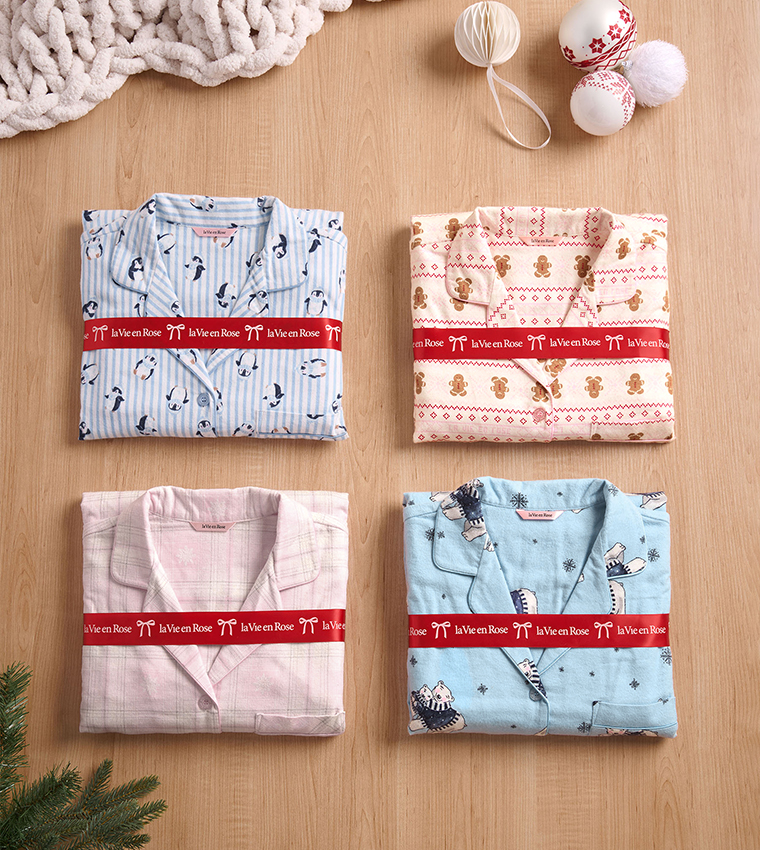 Penguin Print Flannel Pajama Set