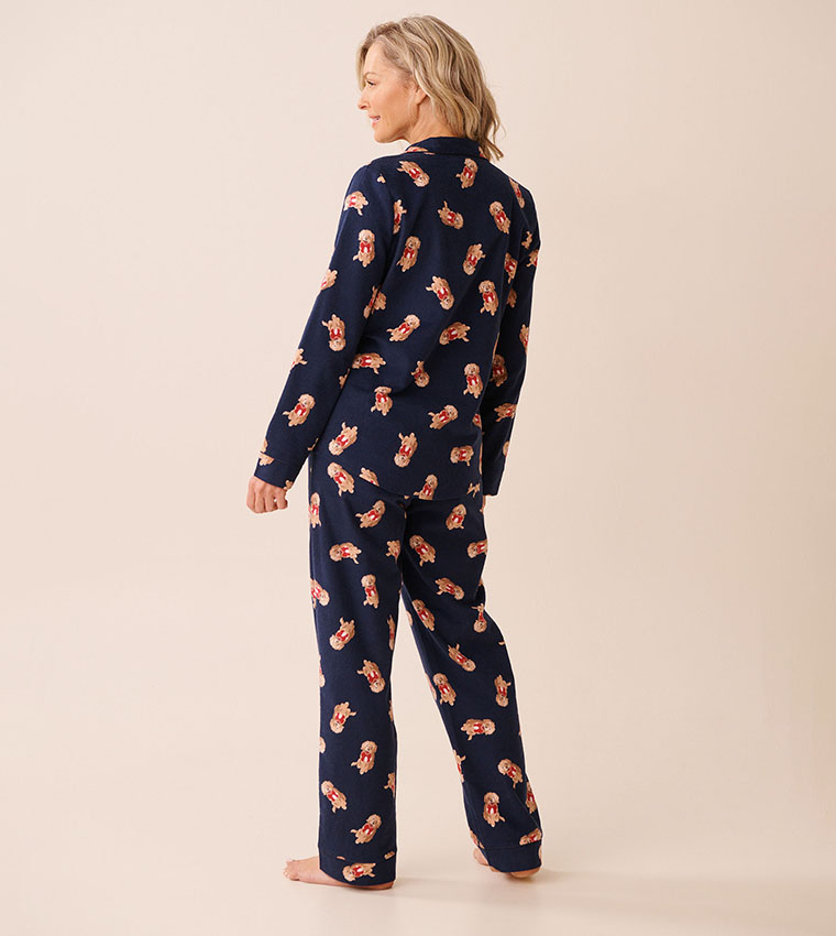 Dog Print Flannel Pajama Set