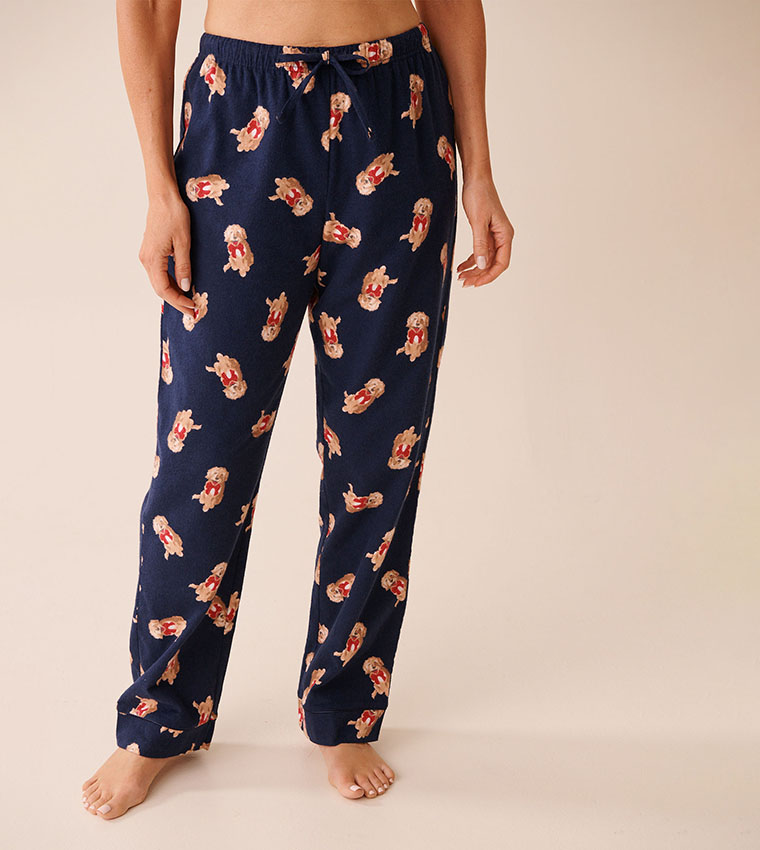 Dog Print Flannel Pajama Set