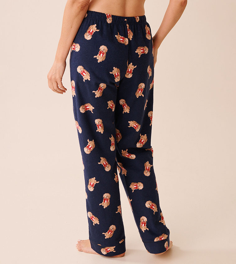 Dog Print Flannel Pajama Set