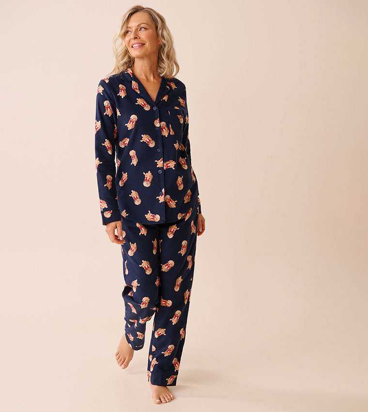 Dog Print Flannel Pajama Set