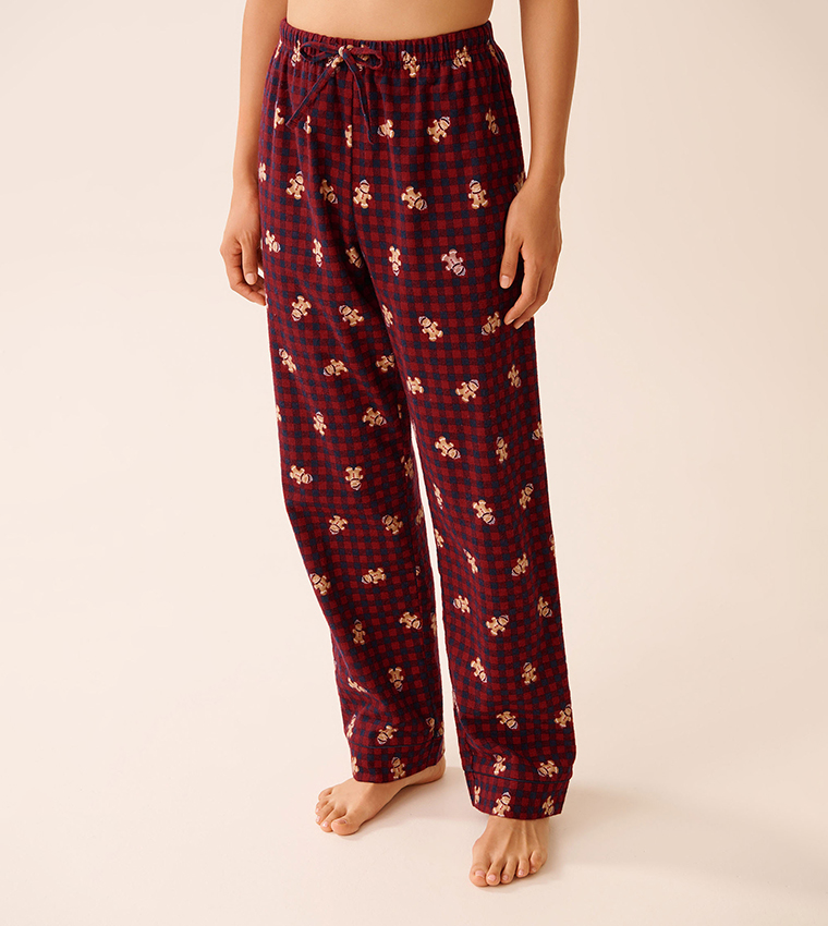 Gingerbread Print Flannel Pajama Set