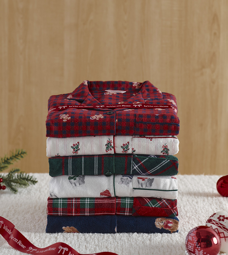 Gingerbread Print Flannel Pajama Set