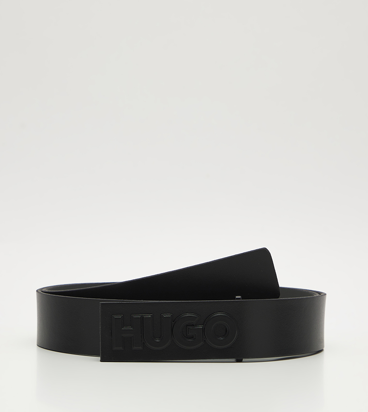 Logo Embossed Leather Belt