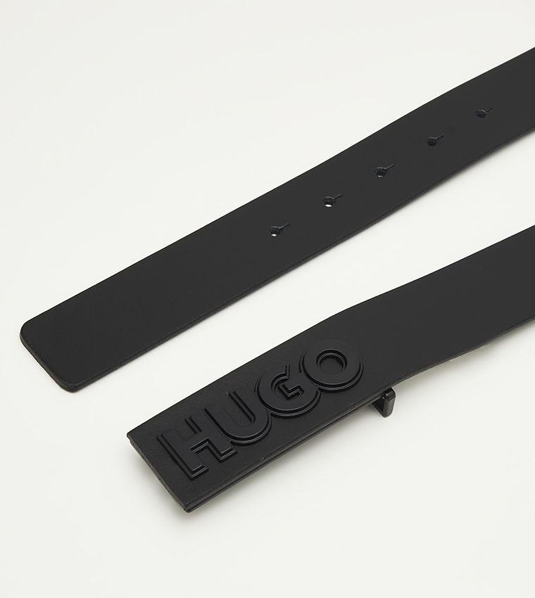Logo Embossed Leather Belt