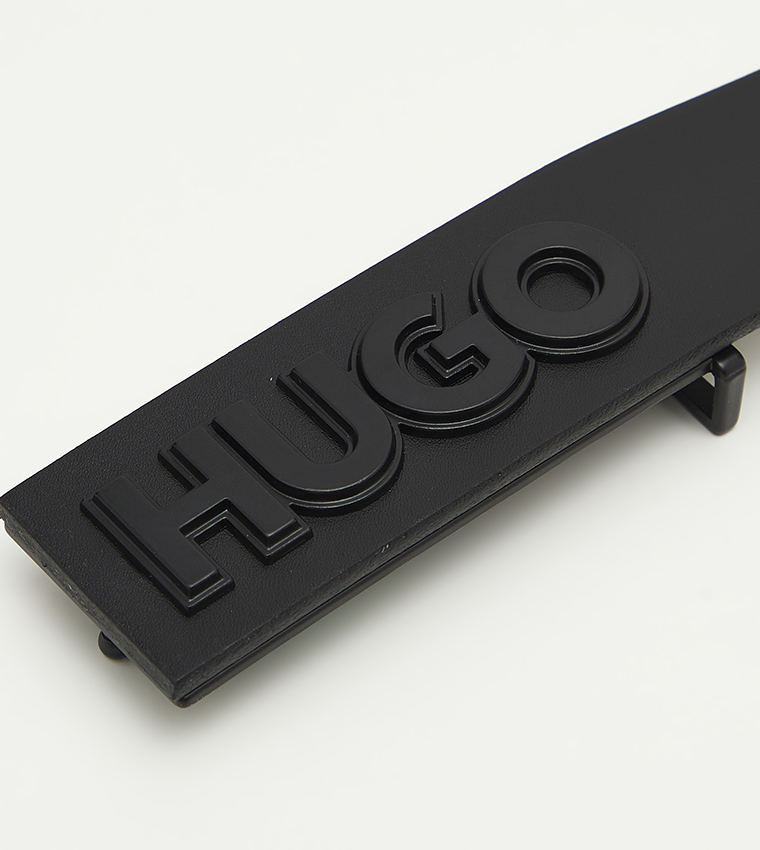 Logo Embossed Leather Belt