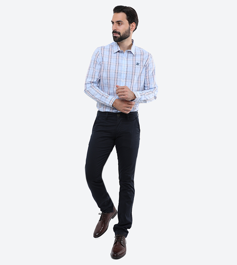 Slim Fit Slant Pocket Flat Front Pants Navy