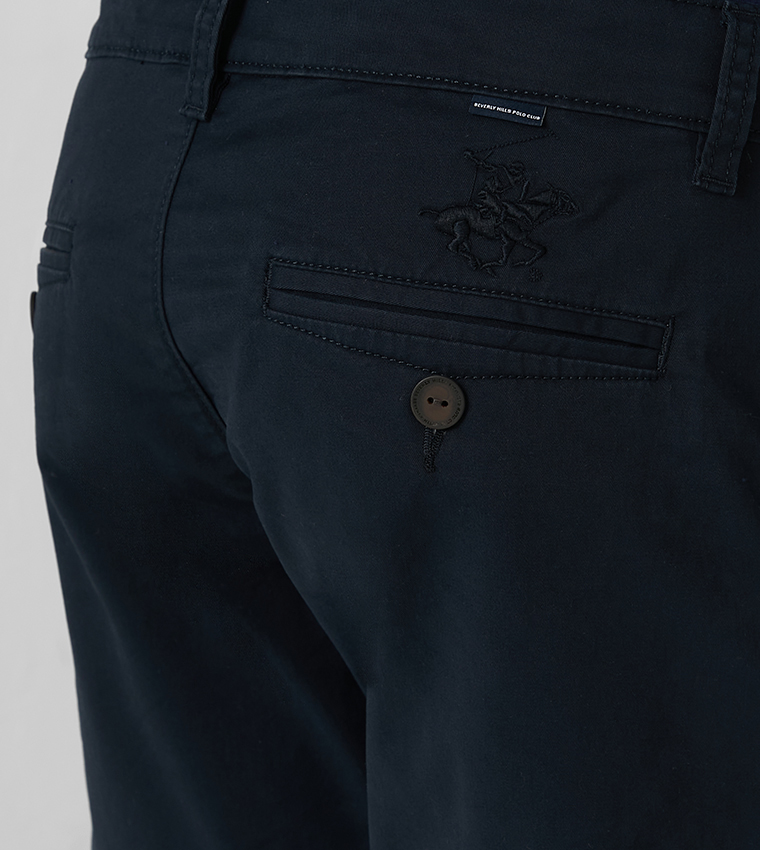 Slim Fit Slant Pocket Flat Front-Navy