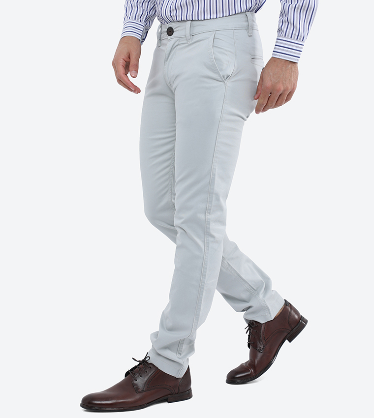 Slim Fit Slant Pocket Flat Front Pants White