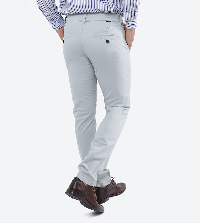 Slim Fit Slant Pocket Flat Front Pants White