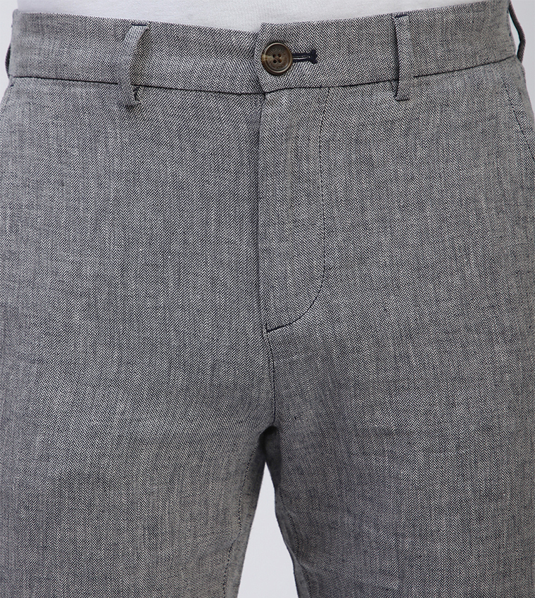 Mid Rise Linen Straight Fit Pants