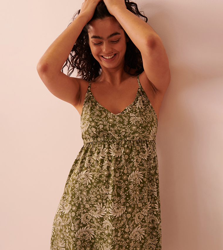 Printed Thin Straps Night Dress