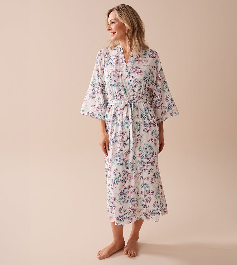 Bucolic Print Super Soft Lace Detail Kimono