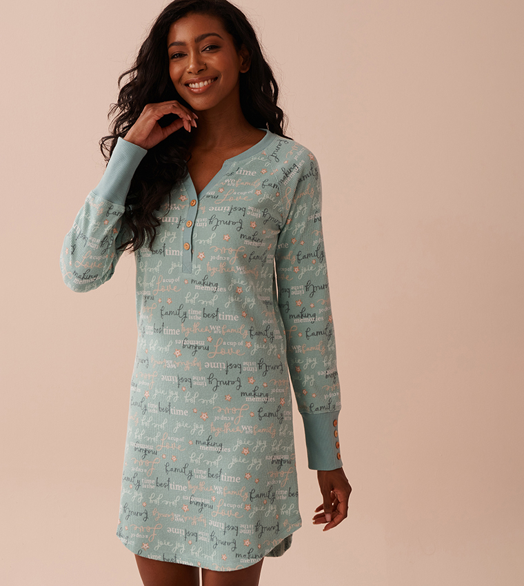 Buy La Vie En Rose Winter Print Waffle Knit Long Sleeves