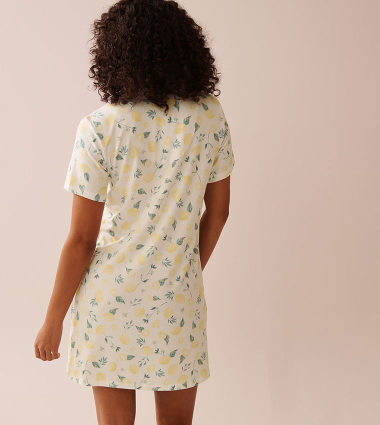 Lemon Print Super Soft Button-Down Sleepshirt