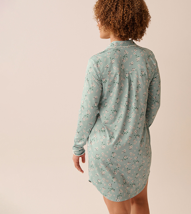 Floral Print Super Soft Long Sleeve Nightdress