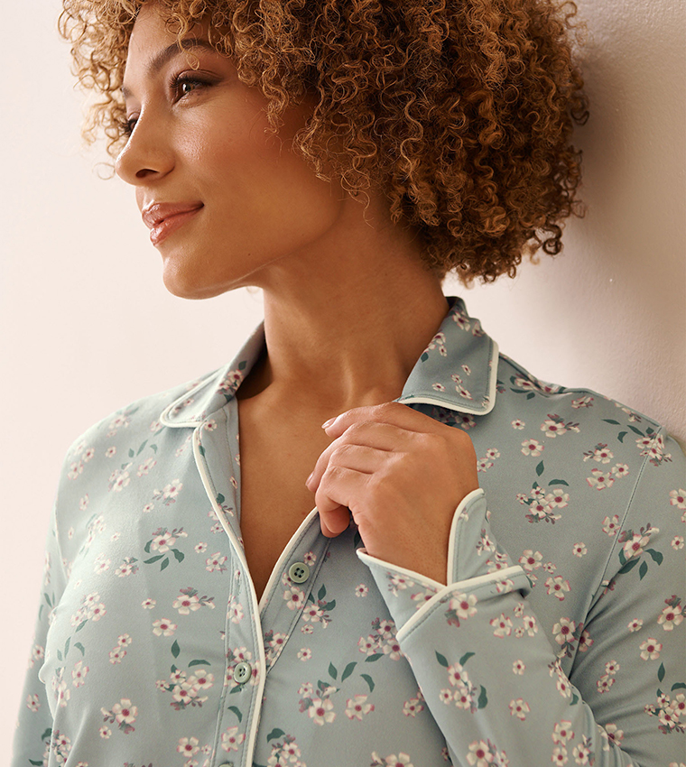 Floral Print Super Soft Long Sleeve Nightdress