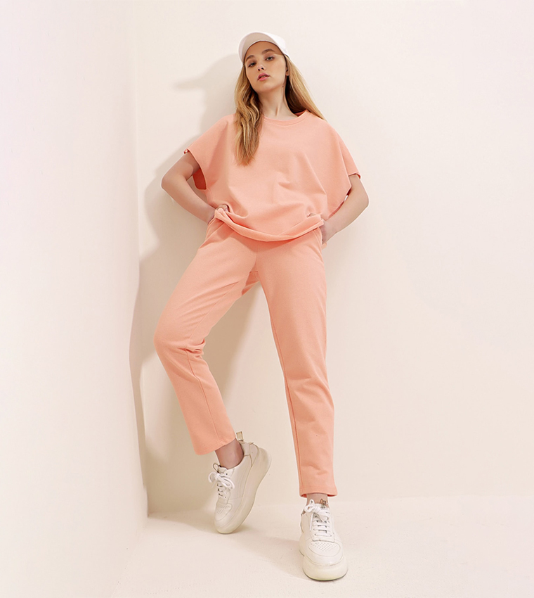 Buy Trend Alaçatı Stili Comfortable Fit Tracksuit Set In Salmon