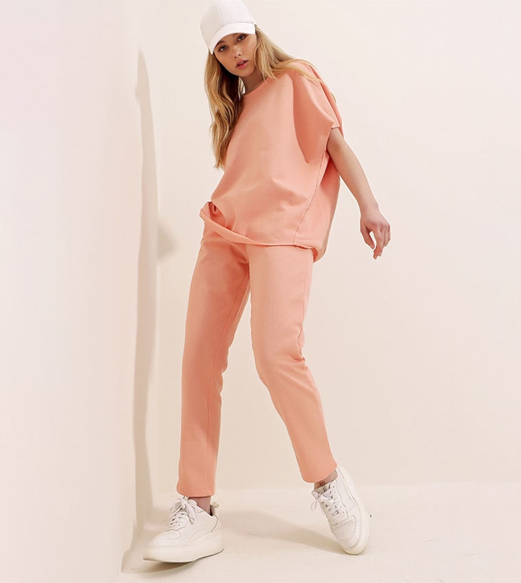 Buy Trend Alaçatı Stili Comfortable Fit Tracksuit Set In Salmon