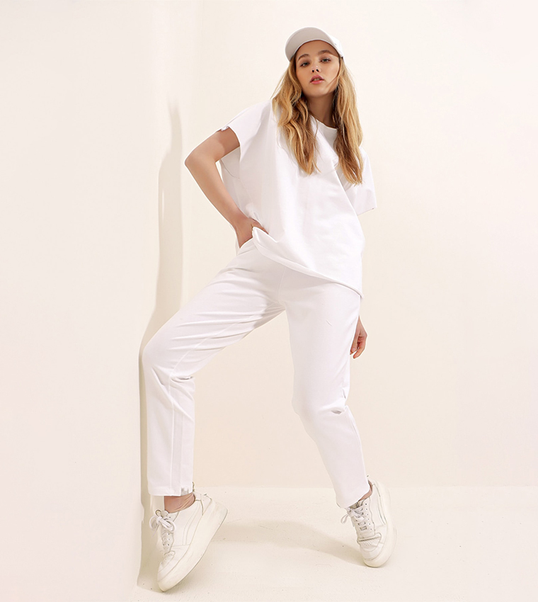 Crew Neck Comfortable Fit Tracksuit Set 