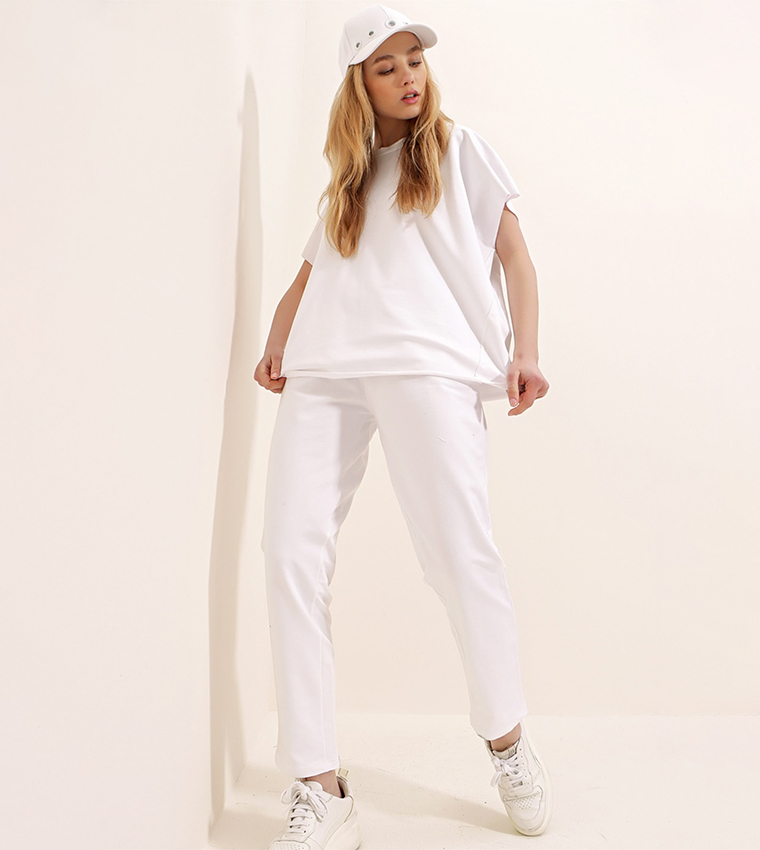 Crew Neck Comfortable Fit Tracksuit Set 